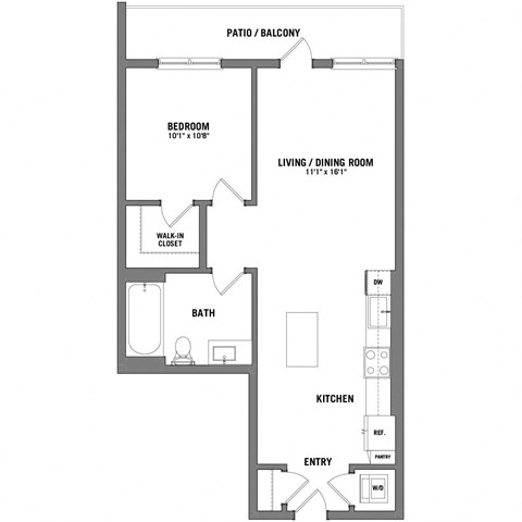 a floor plan of a 1 bedroom floor plan